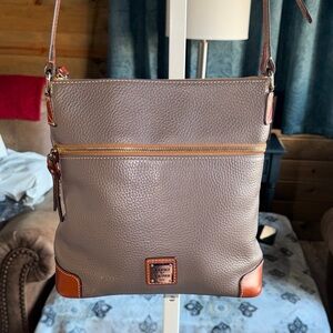 Dooney & Bourke Taupe and Brown Messenger Bag with DB dust bag